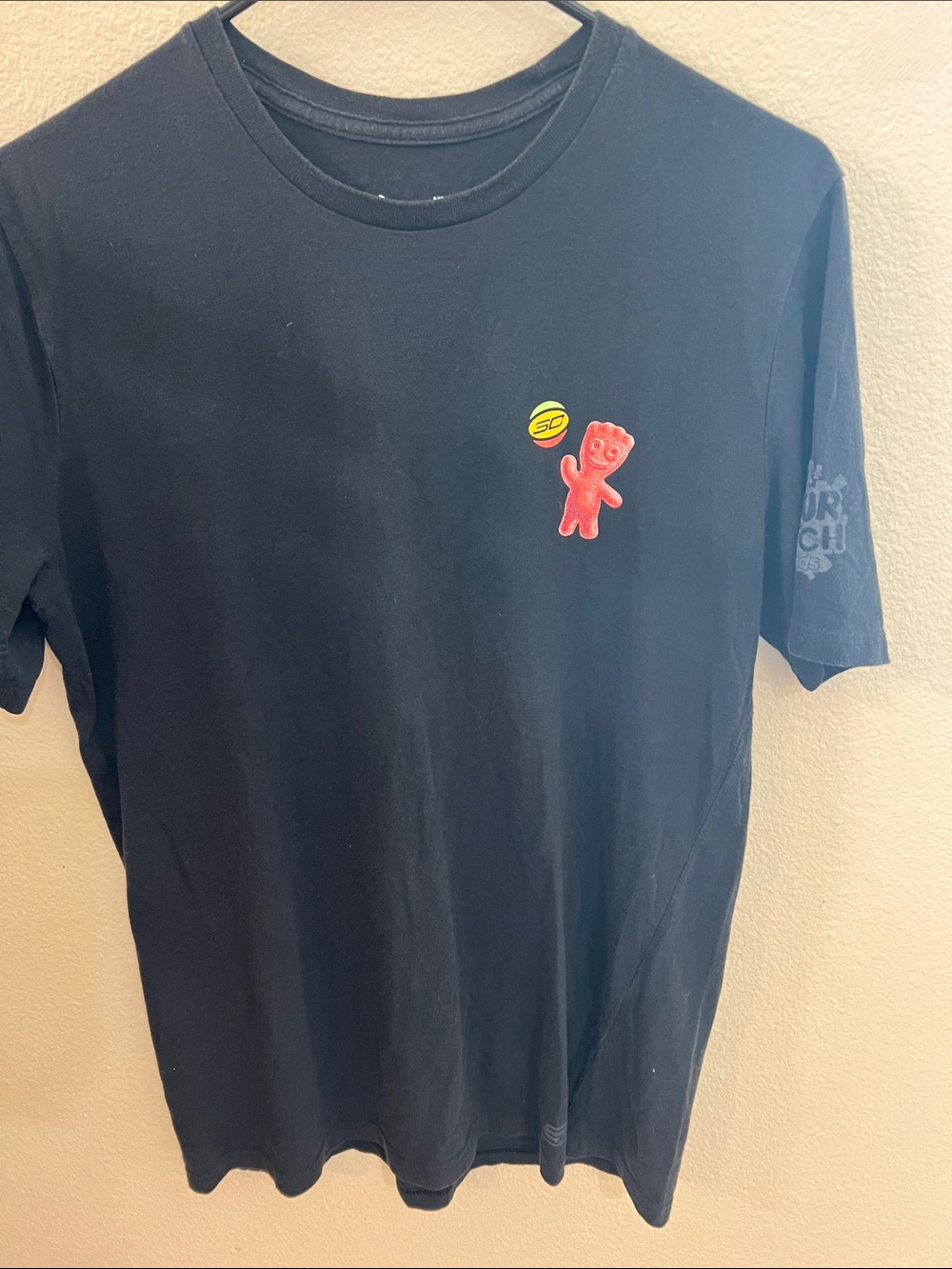 Under Armour Black Short-Sleeve Tee with Red Gummy Bear Chest Patch